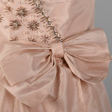 1960s Pale Pink Evening Gown with Beaded Bodice