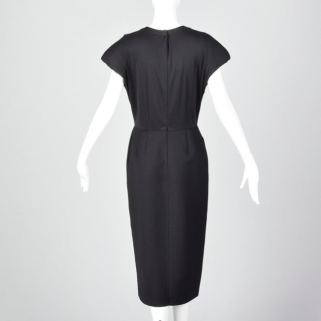 1980s Geoffrey Beene Black Dress with Shaped Shoulders