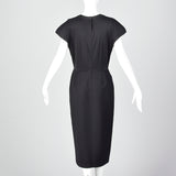 1980s Geoffrey Beene Black Dress with Shaped Shoulders