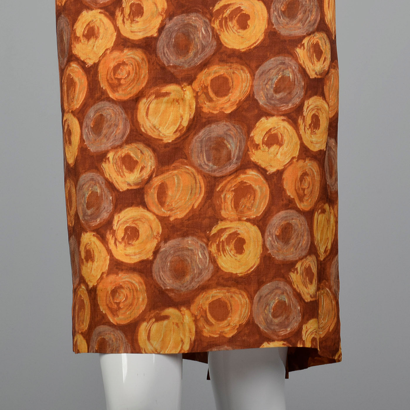1960s Brown Swirl Print Dress and Jacket Set