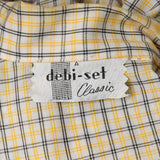 XL 1950s Yellow Cotton Day Dress Black Plaid Short Sleeves Casual Volup