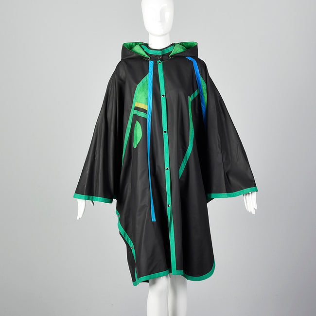 1990s Iris Mansard Rain Coat with Geometric Patterns