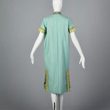 1950s Dress and Jacket Set in Aqua with Gold Trim