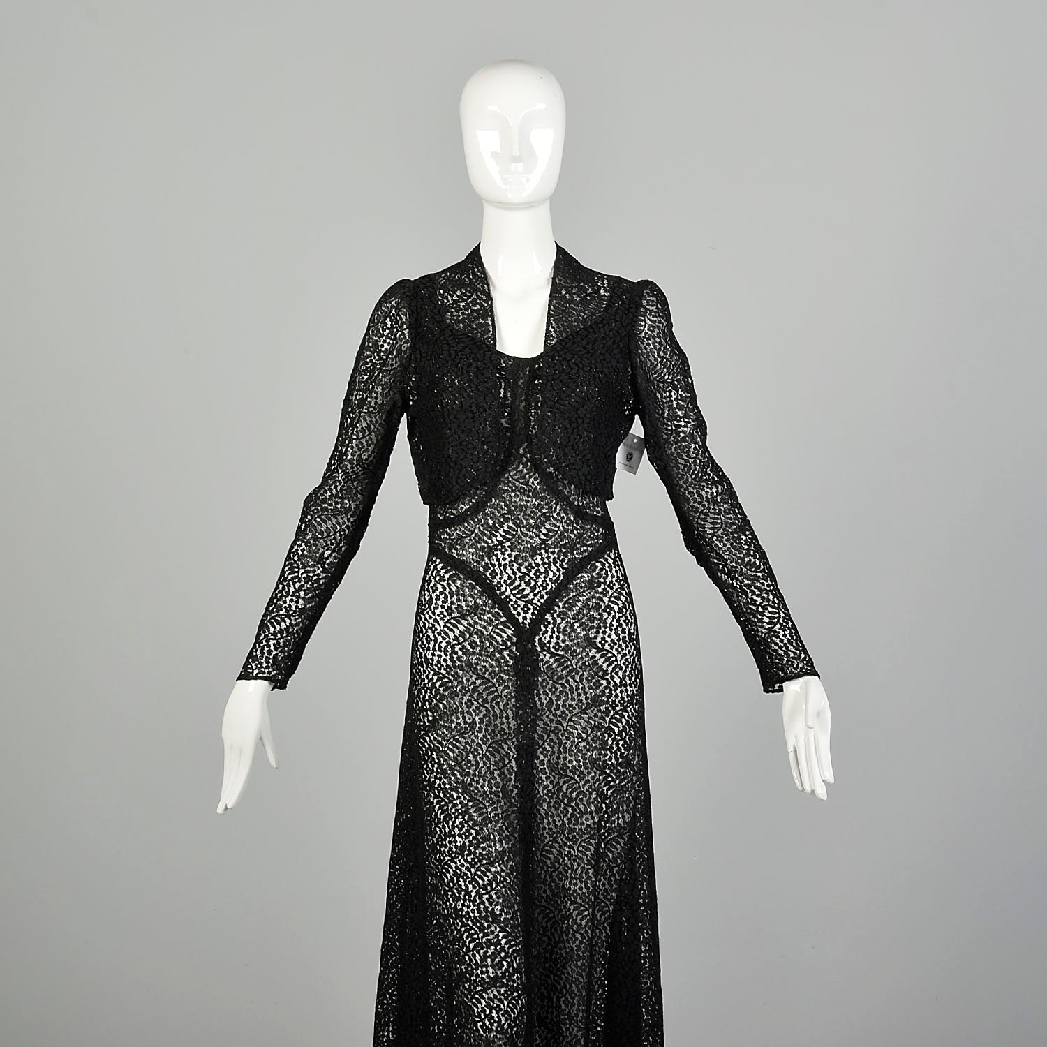 Medium 1930s Sheer Black Lace Dress Glamorous Old Hollywood Style & Salvage Medium 1930s Sheer Black Lace Dress Glamorous Old Hollywood Style & Salvage