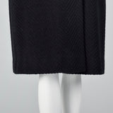 1960s Black Textured Chevron Winter Coat