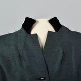 1950s Green and Black Sharksin Dress with Black Velvet Trim