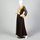 1970s Feather Trimmed Jumpsuit with Huge Palazzo Legs