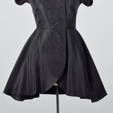 1950s Black Taffeta Fit and Flare Top