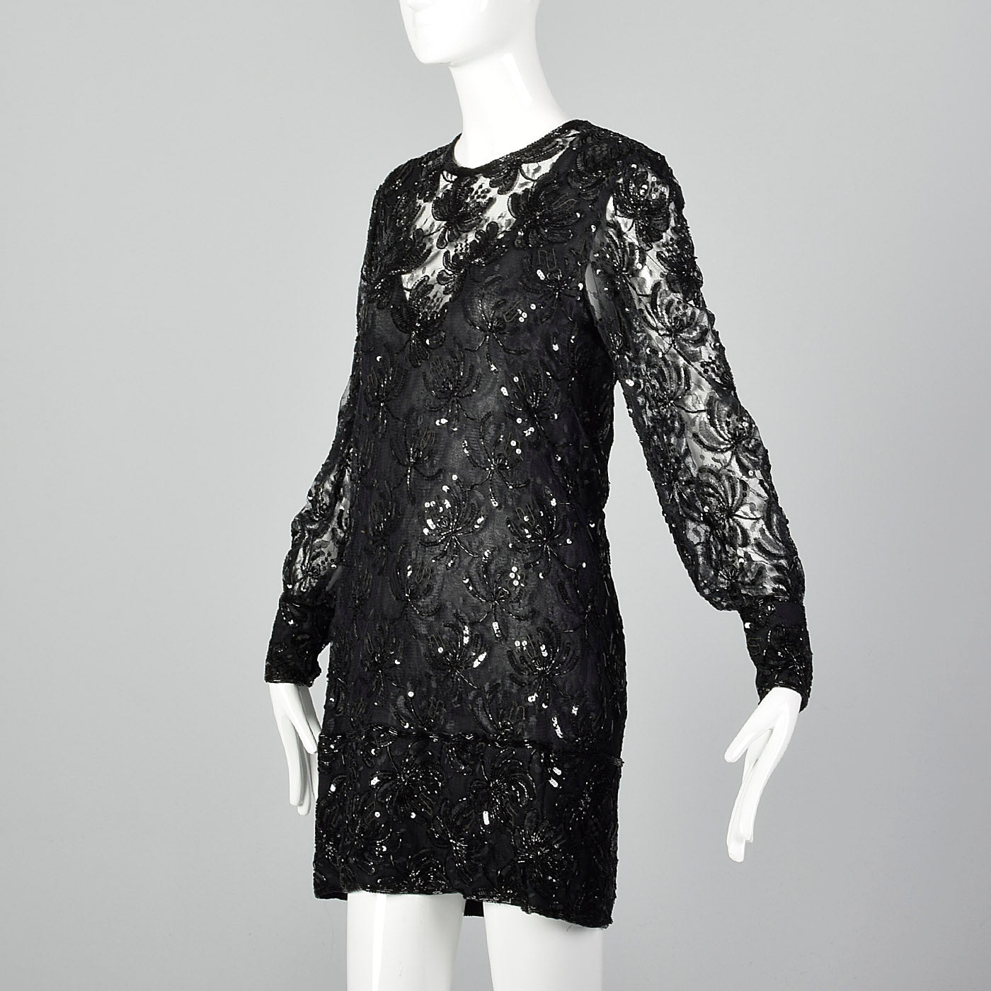 1970s Judith Ann Black Beaded Dress