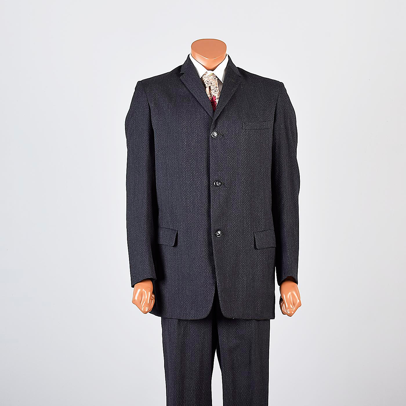 1950s Mens Two Piece Suit in Charcoal Gray