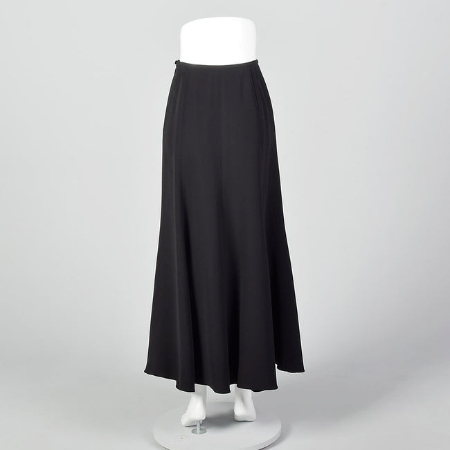 1990s Giorgio Armani Black Maxi Skirt with Mermaid Hem