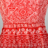 1960s Oscar de la Renta Red Bohemian Print Dress