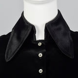 1970s Saks Fifth Avenue Black Satin Blouse