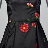 1950s Hattie Carnegie Black Gown with Flocked Flowers