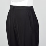 1980s Donna Karan Textured Black Pants with Tapered Leg