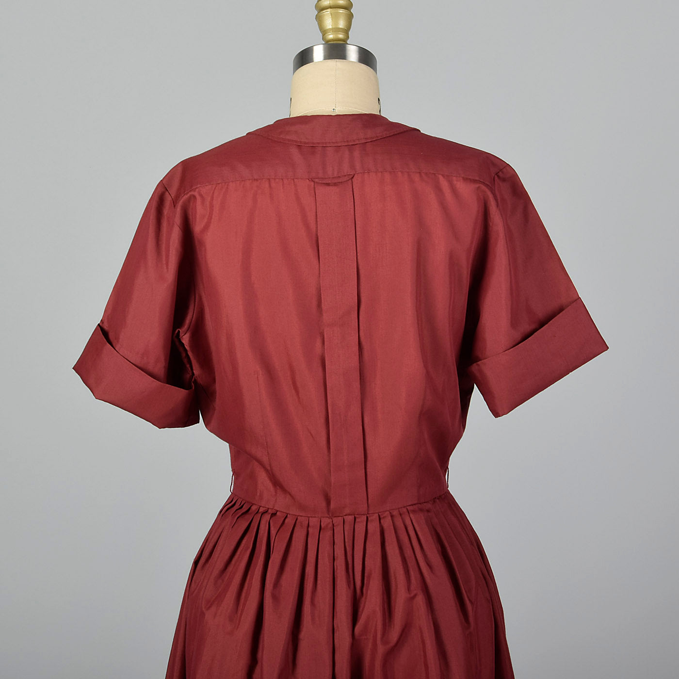1960s Burgundy Shirt Dress