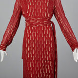 Adele Simpson Red Evening Dress with Golden Raindrops