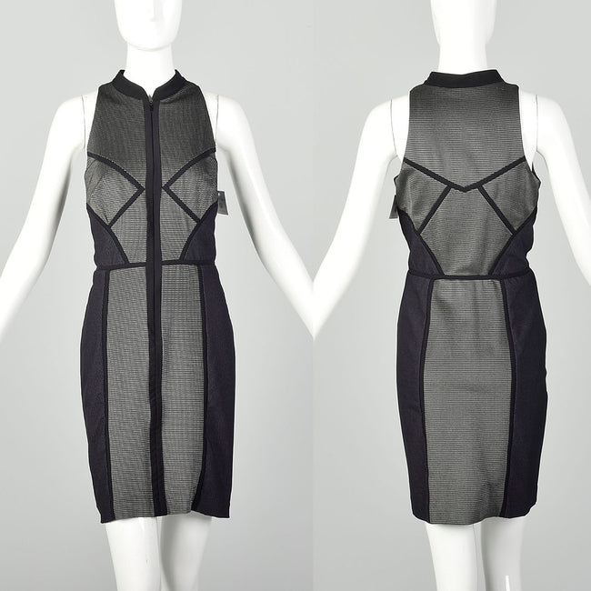 2010s Medium Nicole Miller Artelier Dress Structural Zip Front BodyCon