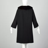 Large 1950s Black Mink Fur Collar Coat