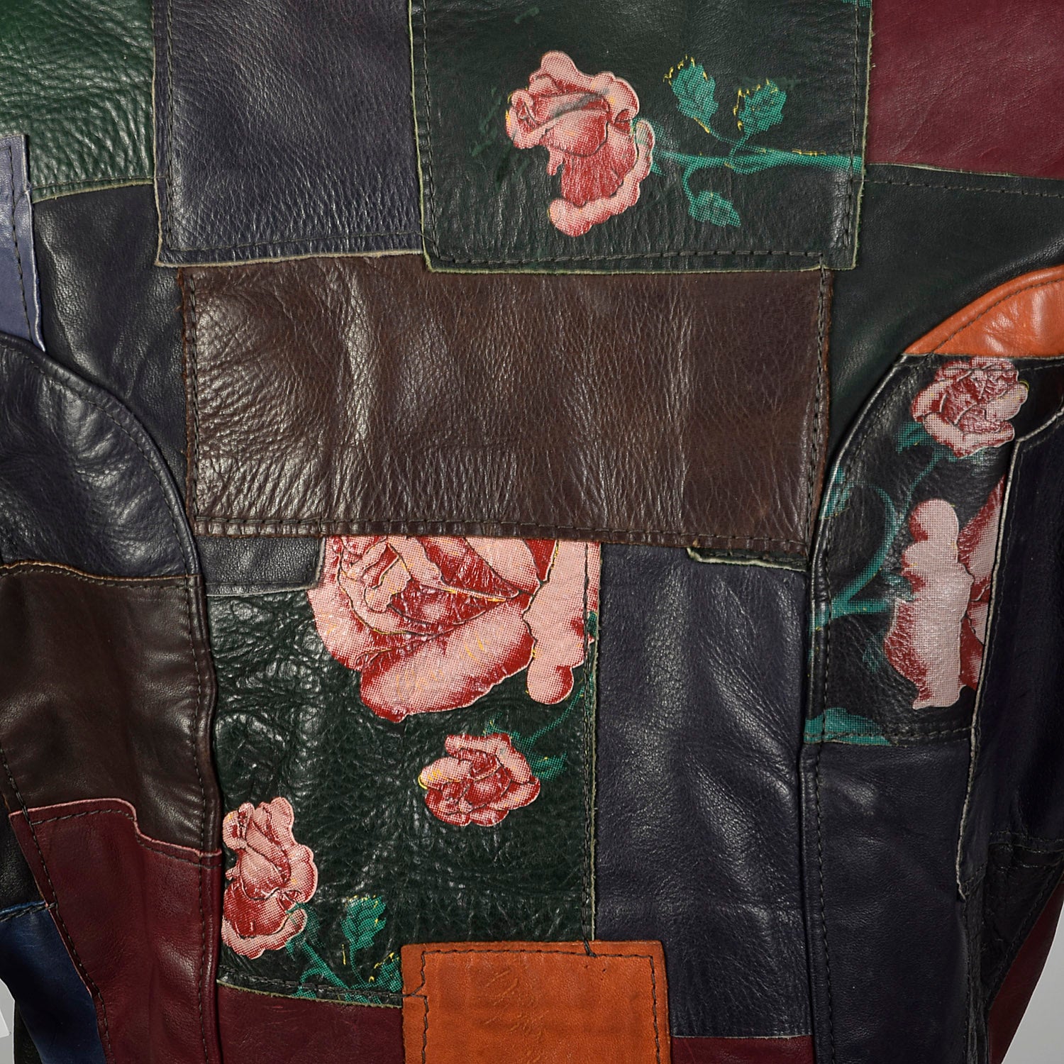 XXS 1970s Gandalf Patchwork Leather Jacket Boho Outerwear