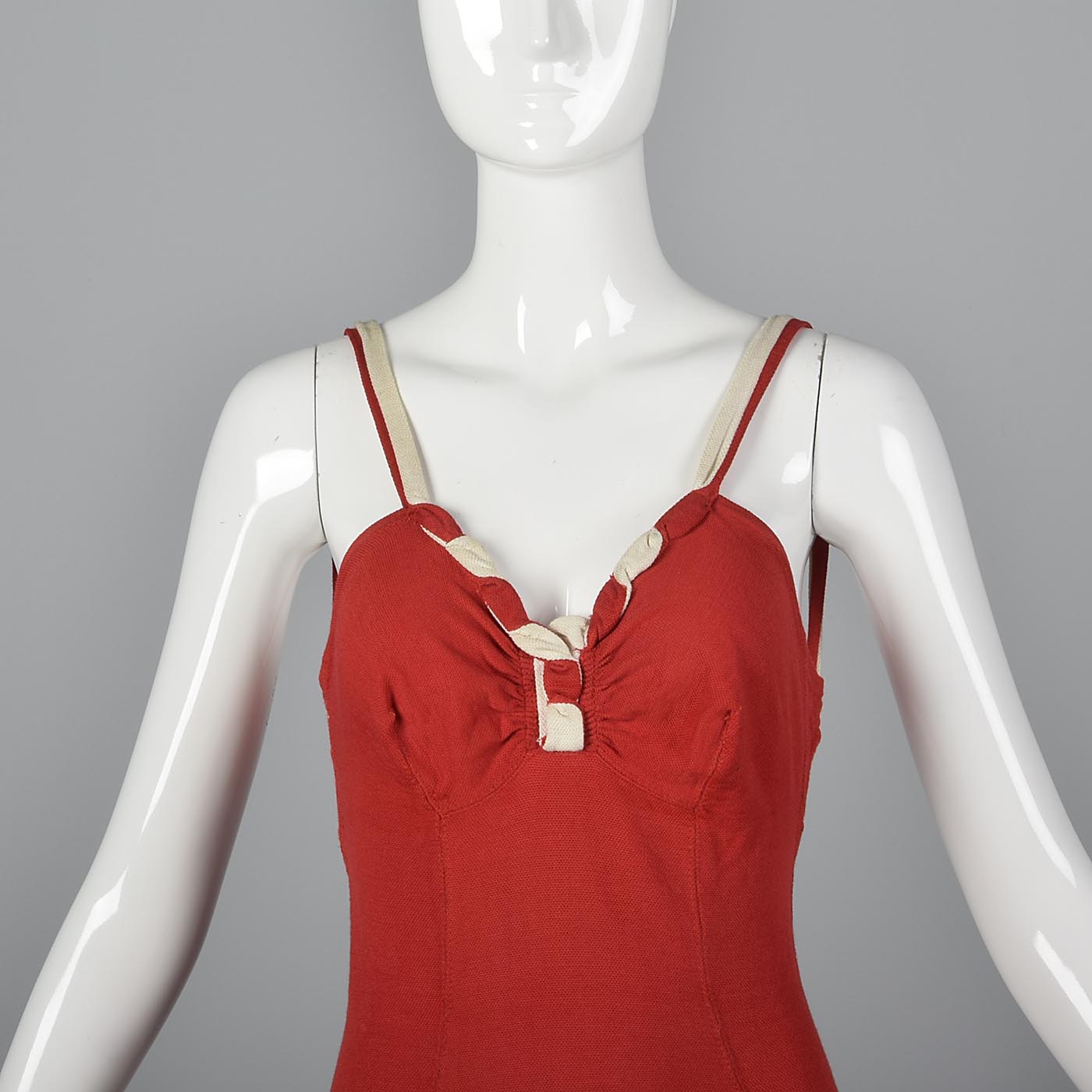 1930s Jantzen Red Swimsuit with Drawstring Back