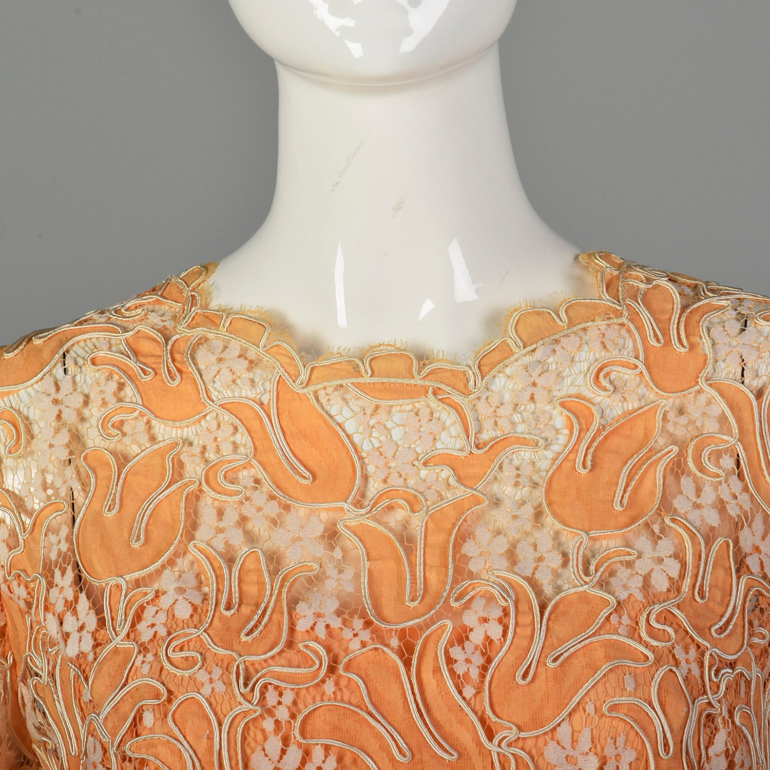 Large Nat Kaplan 1970s Chiffon and Lace Gown