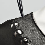 1930s Black Dress with Sheer Trim and Belt