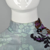 XXS 1960s Floral Mini Dress with Bell Sleeves
