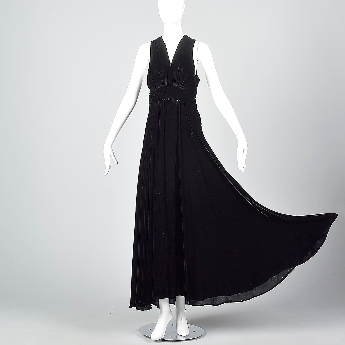 1930s Black Velvet Dress with Full Skirt