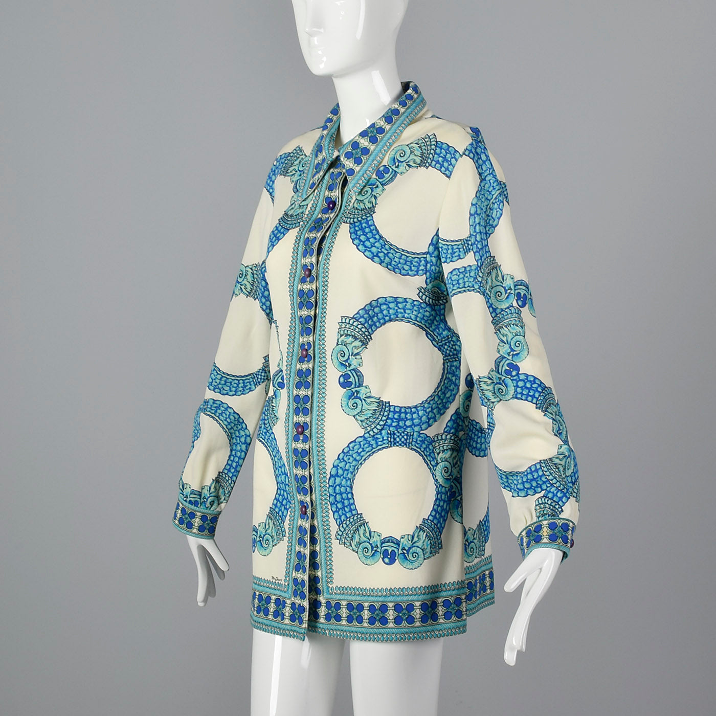 1970s Mr. Dino Signature Print Button Up Tunic