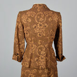 1950s Brown Lace Overlay Skirt Suit