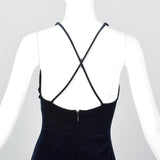 1990s Blue Velvet Evening Dress