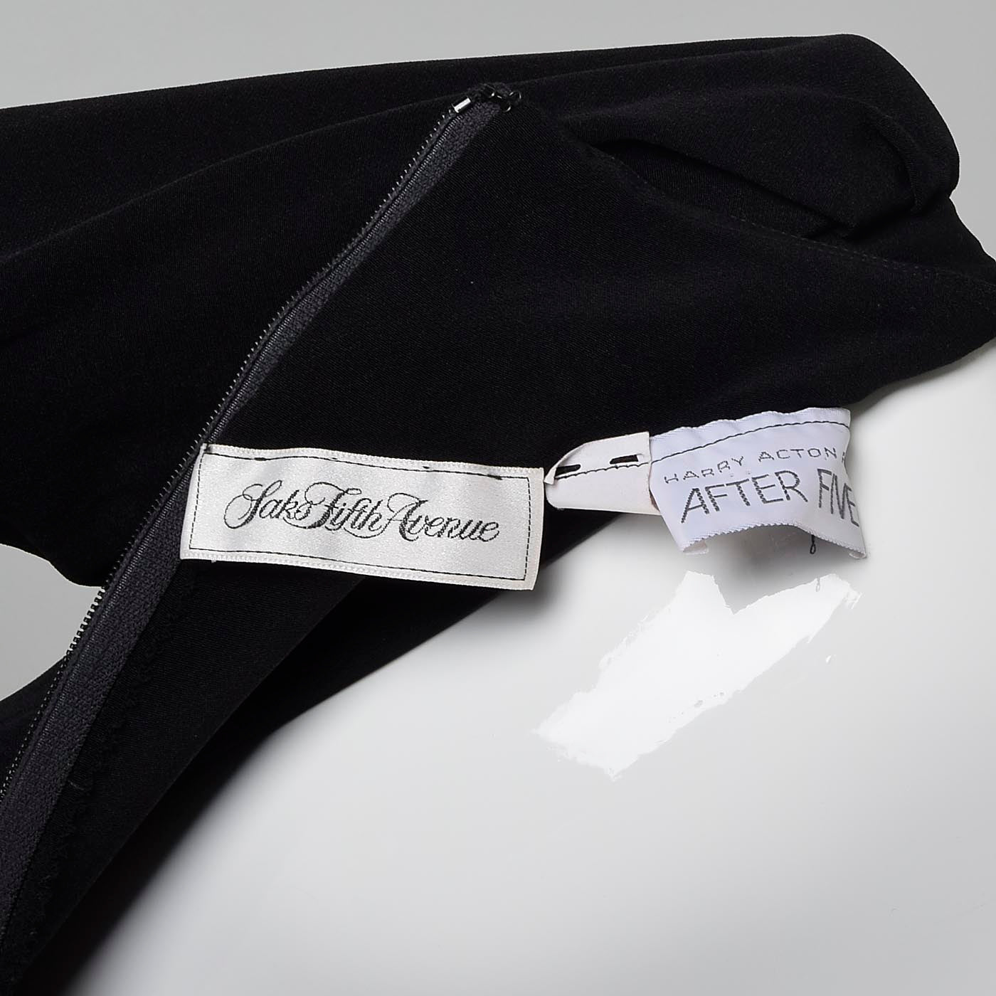 1980s Saks Fifth Avenue Deco Revival Little Black Dress Blade Runner Style