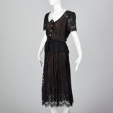 1980s Mignon Black Lace Separates