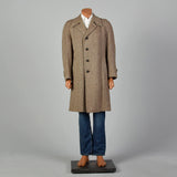 41 Medium 1950s Mens Brown Wool Tweed Coat