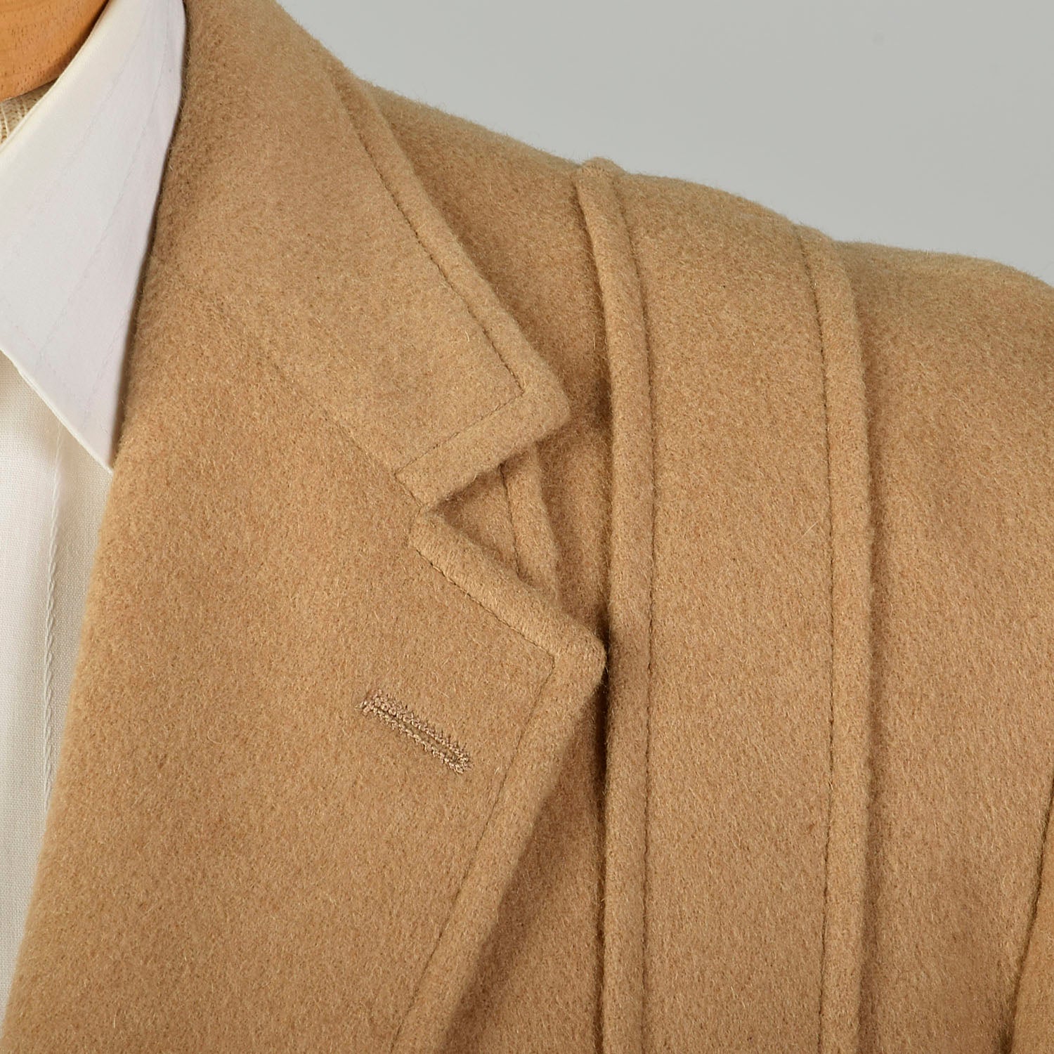 Large 1980s Norfolk Jacket Tan Belted Camel Hair Coat