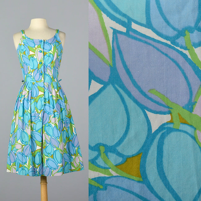 1950s Cotton Print Summer Dress