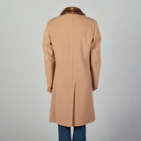 Small 1970s Men's Tan Fur Lined Overcoat