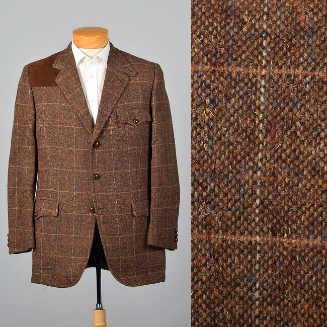 1970s Mens Saks Fifth Avenue Wool Tweed Shooting Jacket