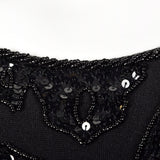 1990s Carmen Marc Valvo Black Beaded Dress