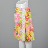 1970s Lilly Pulitzer Colorful Print Faux Wrap Mini Skirt