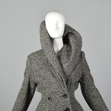 1950s Wool Tweed Skirt Suit with Sculptable Portrait Collar
