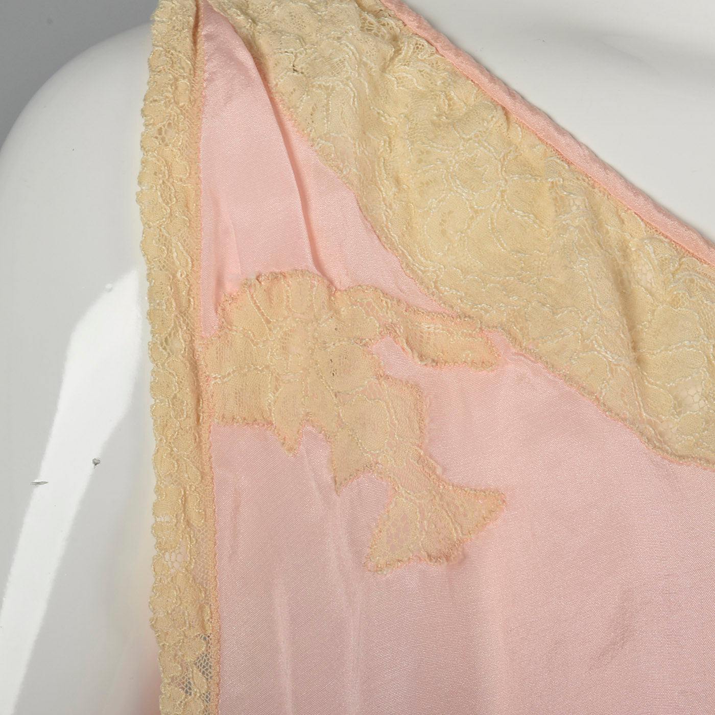 1920s Pink Nightgown with Lace Trim