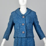 1960s Tweed Skirt Suit in Beautiful Blue
