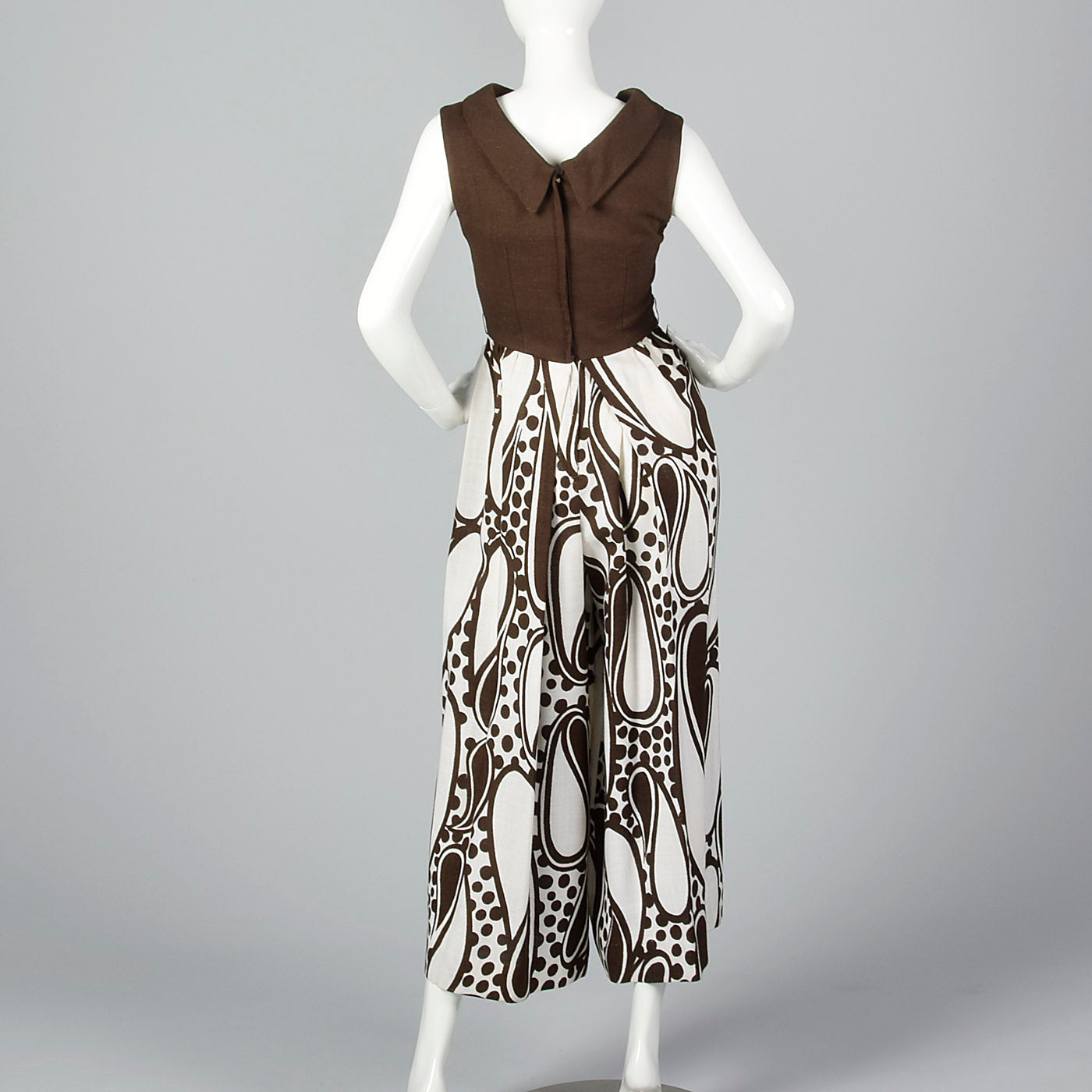 1970s Brown Paisley Jumpsuit