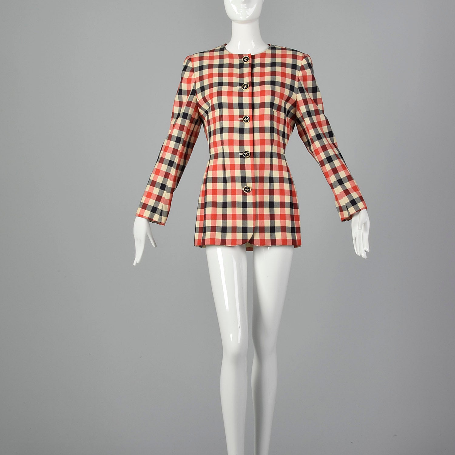 Medium 1980s Italian Gingham Check Jacket