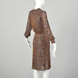 Small 1980s Dress Missoni Metallic Knit Knee Length Long Sleeve Sweater Party