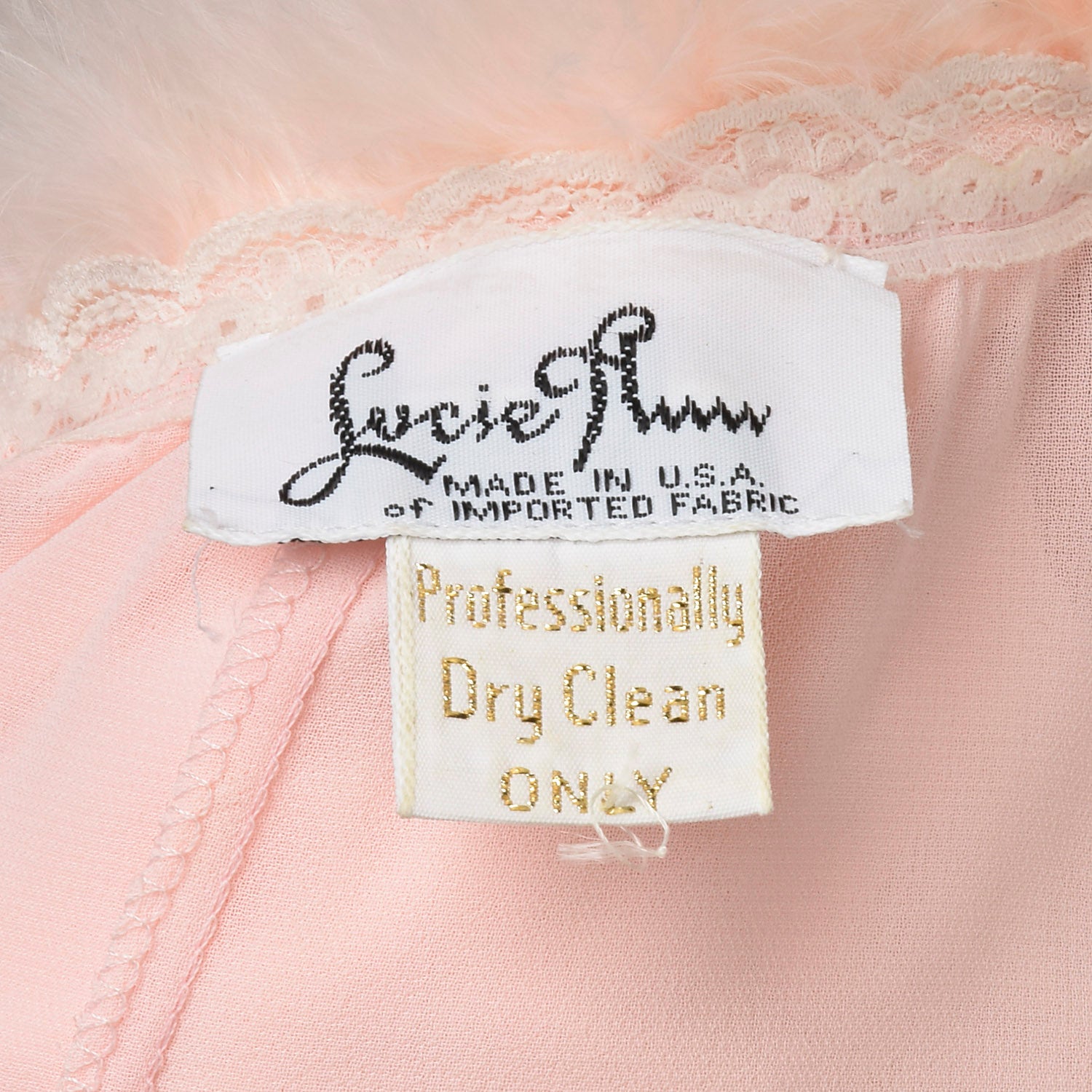 Lucie Ann Pink Neglige Robe with Feather collar