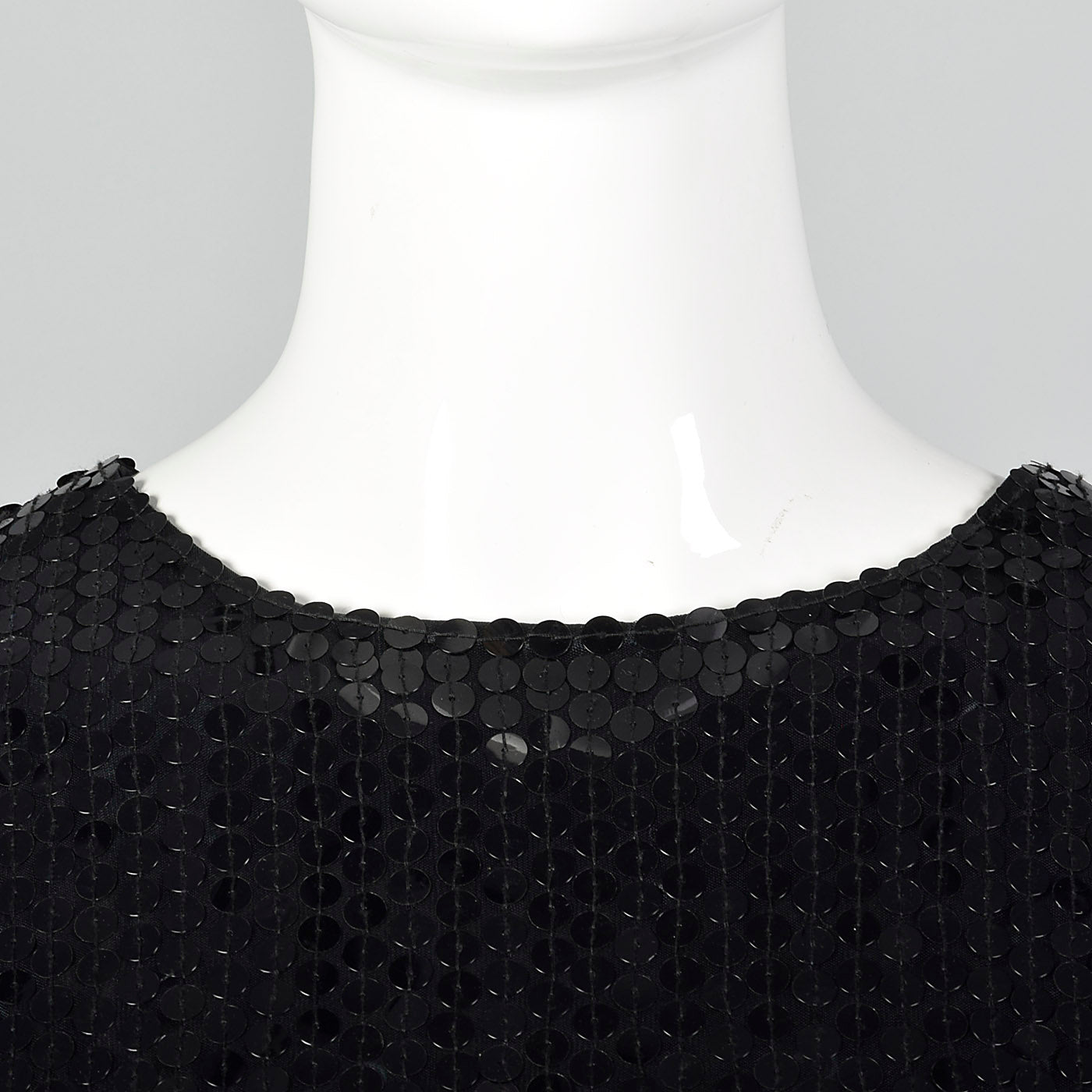 1980s Oleg Cassini Black Sequin Dress