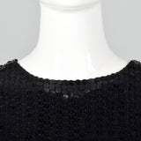 1980s Oleg Cassini Black Sequin Dress